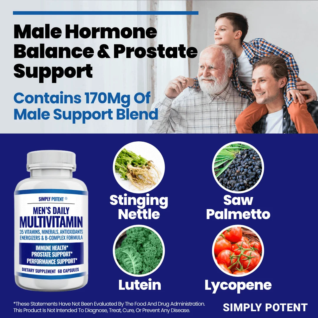 Simply Potent Daily Multivitamin for Men, 35 Vitamins with Minerals & Antioxidants
