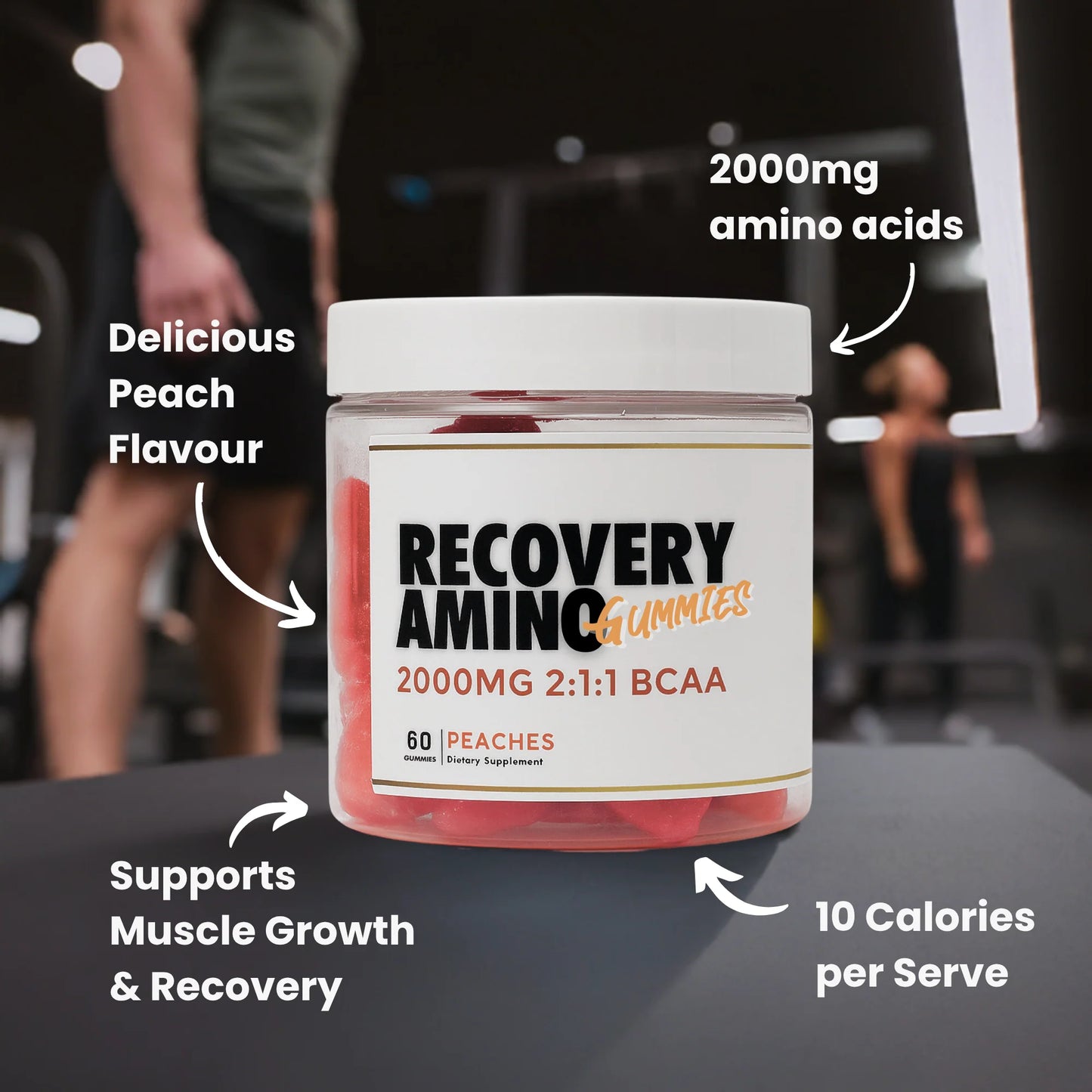 BCAA Gummies - 2:1:1 Branched Chain Amino Acids Peach Flavour