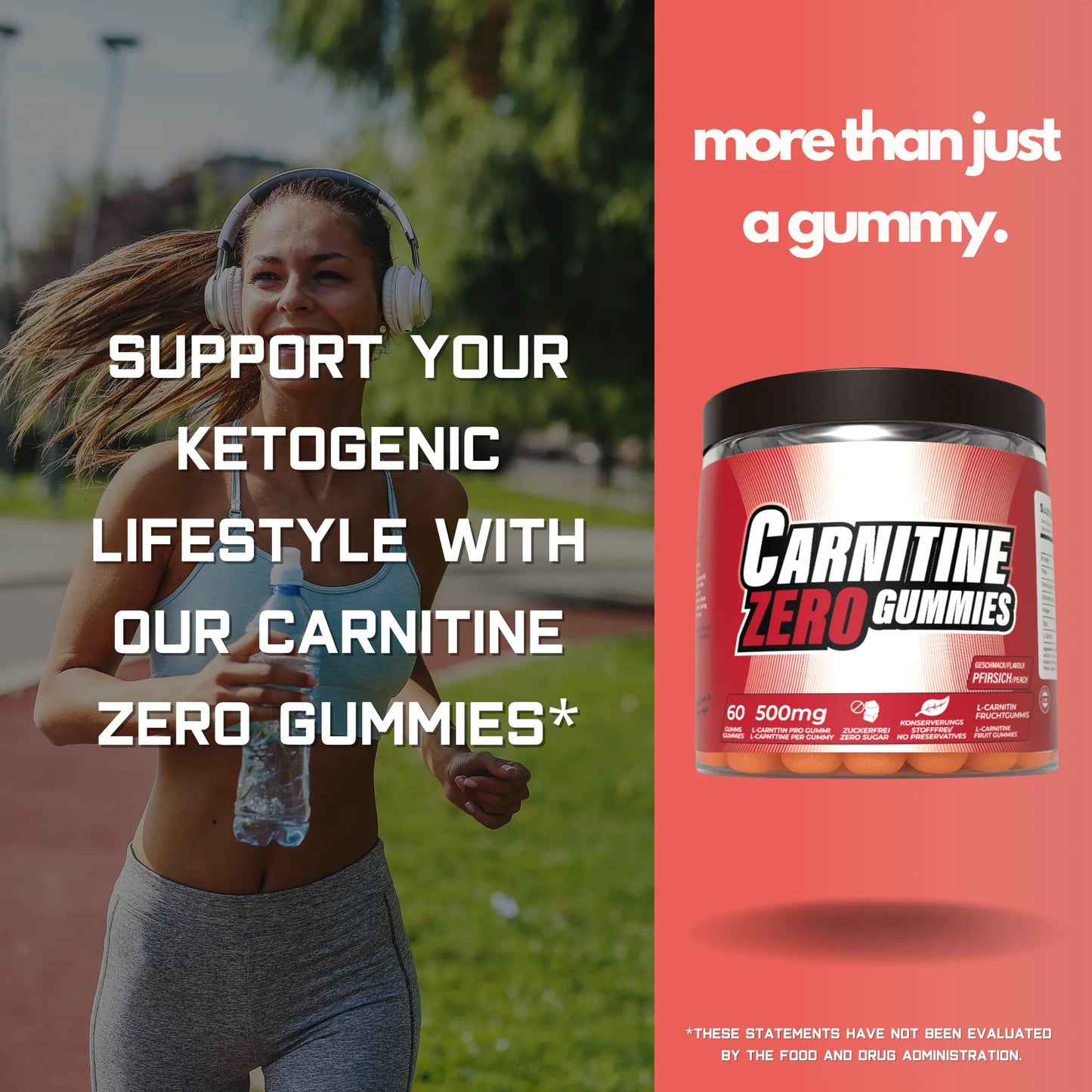 L-Carnitine Gummies 1000mg Peach, 30 Serves by The Gummy Lab