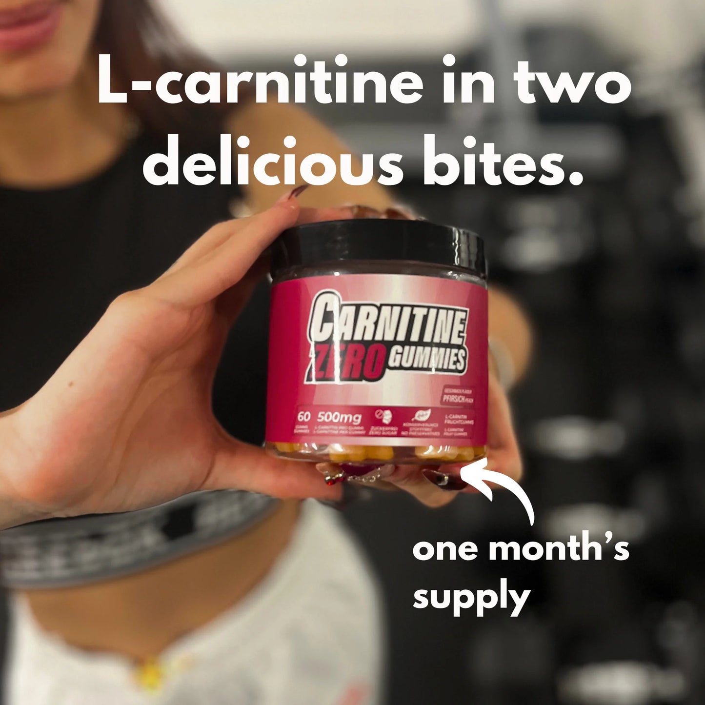 L-Carnitine Gummies 1000mg Peach, 30 Serves by The Gummy Lab