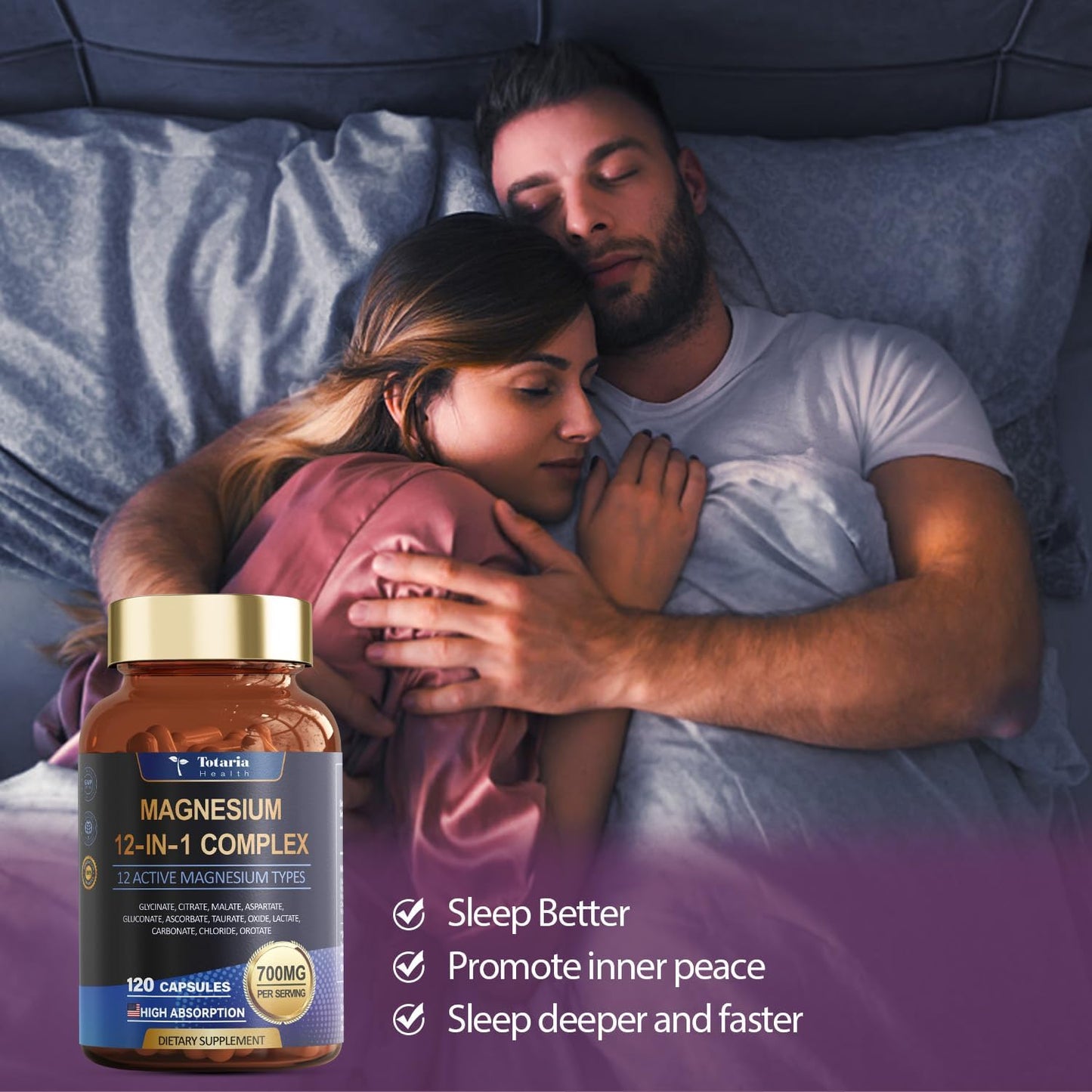 Totaria - Magnesium 12 in 1 Complex 700mg - Glycinate, Citrate, Malate, Taurate 120 Capsules