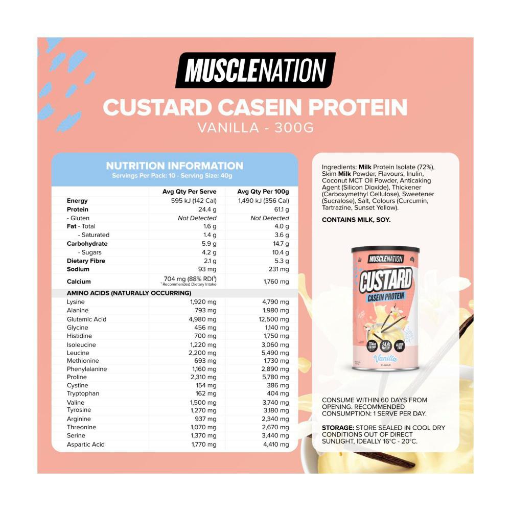 Muscle Nation - CUSTARD Casein Protein - Vanilla
