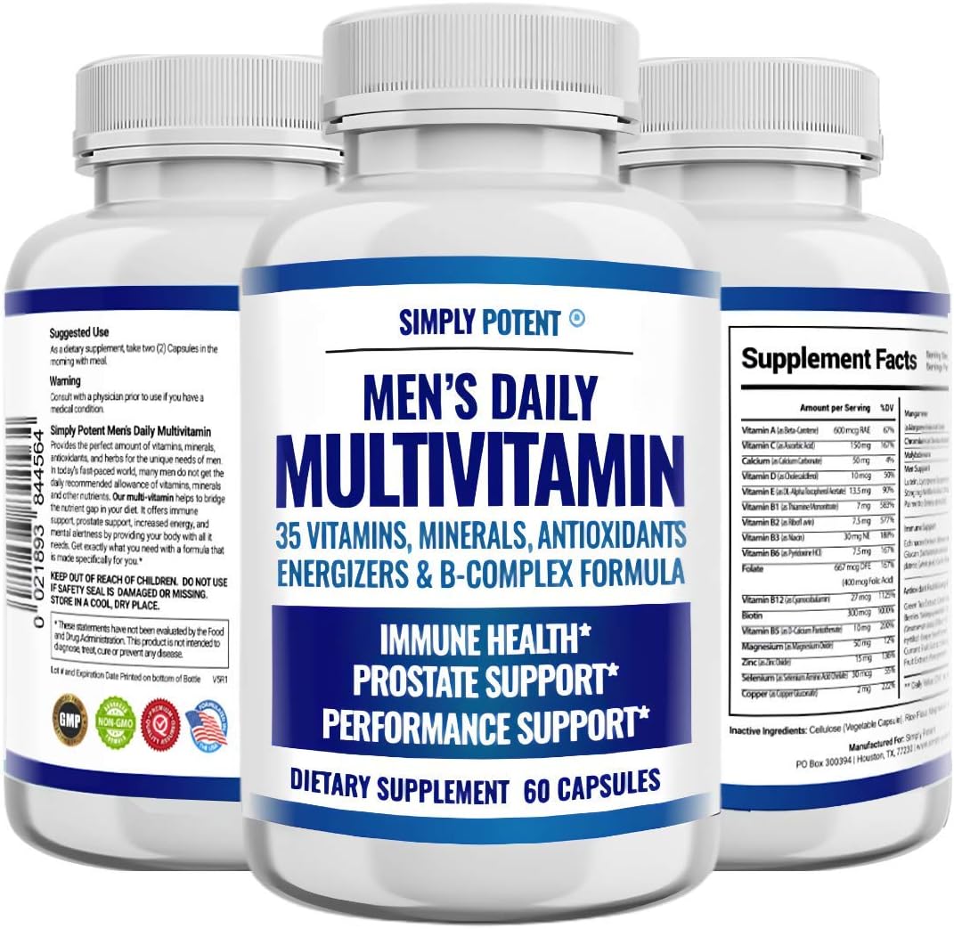 Simply Potent Daily Multivitamin for Men, 35 Vitamins with Minerals & Antioxidants