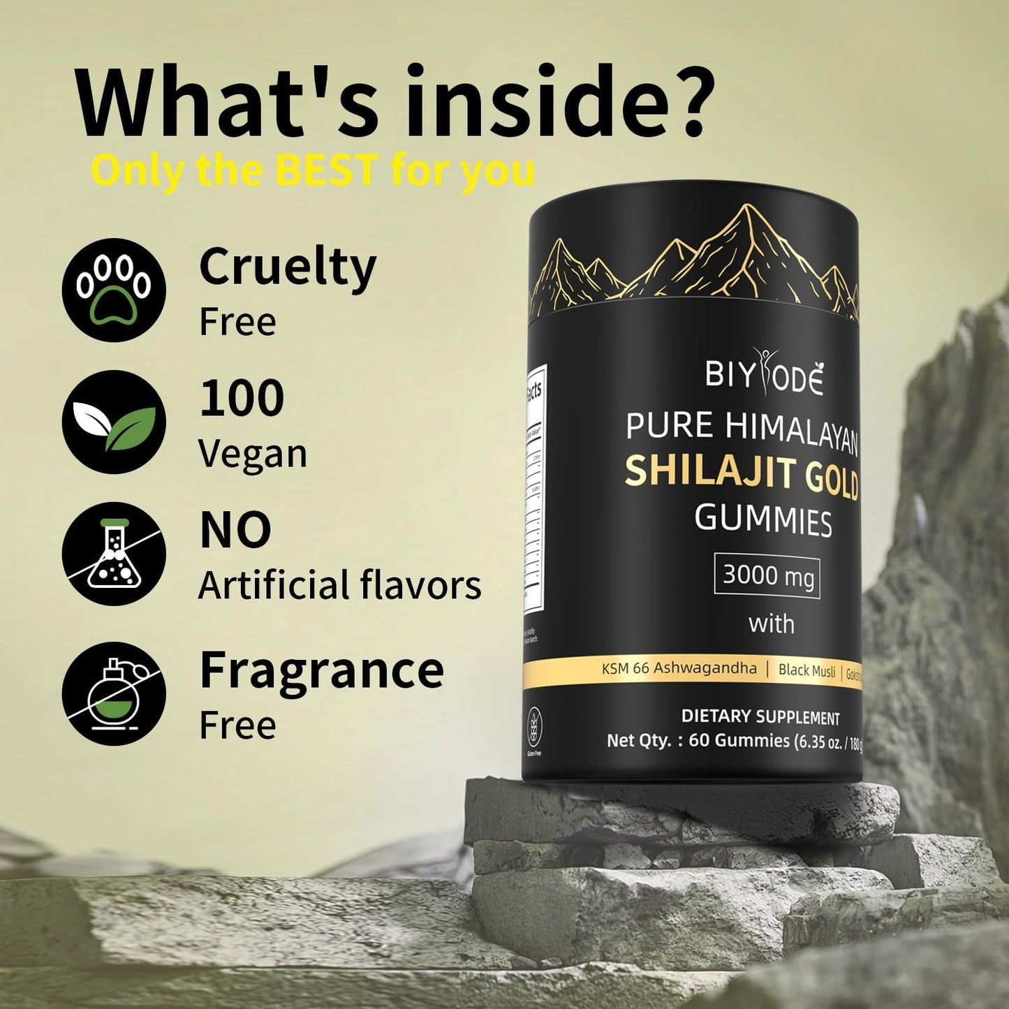 Biyode Pure Himalayan Shilajit Gummies Gold