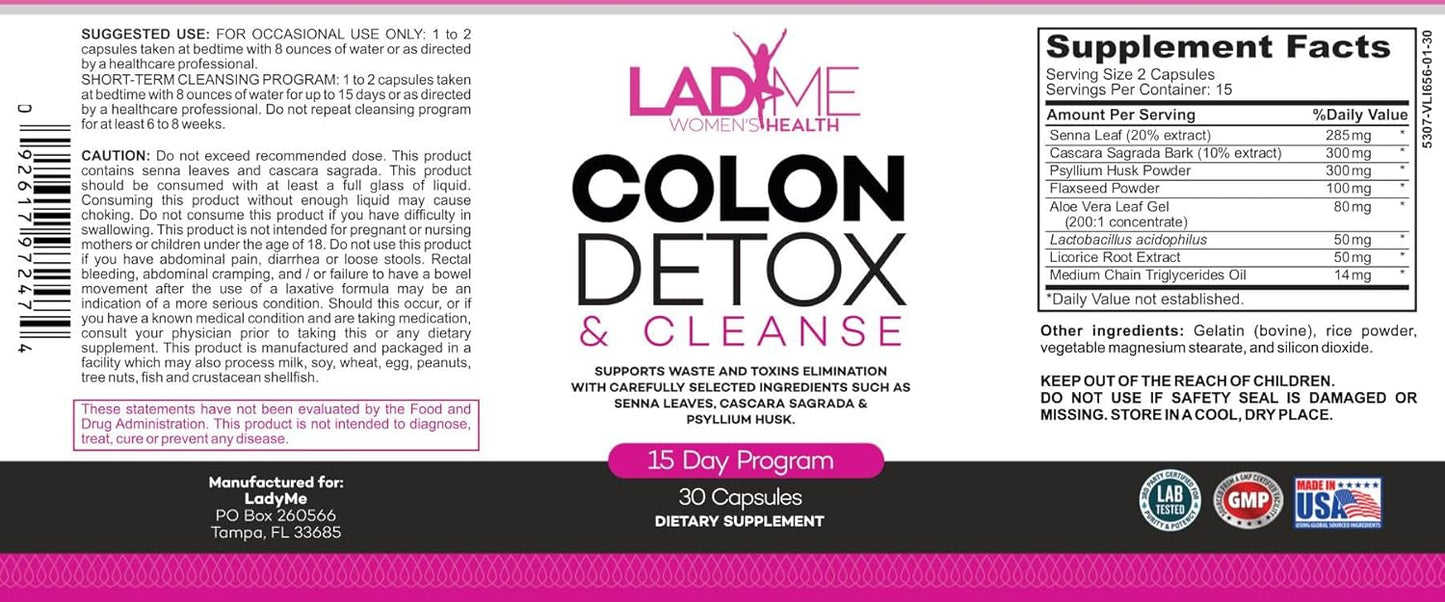 Pure Colon Cleanse & Detox 15 Day Program by Ladyme