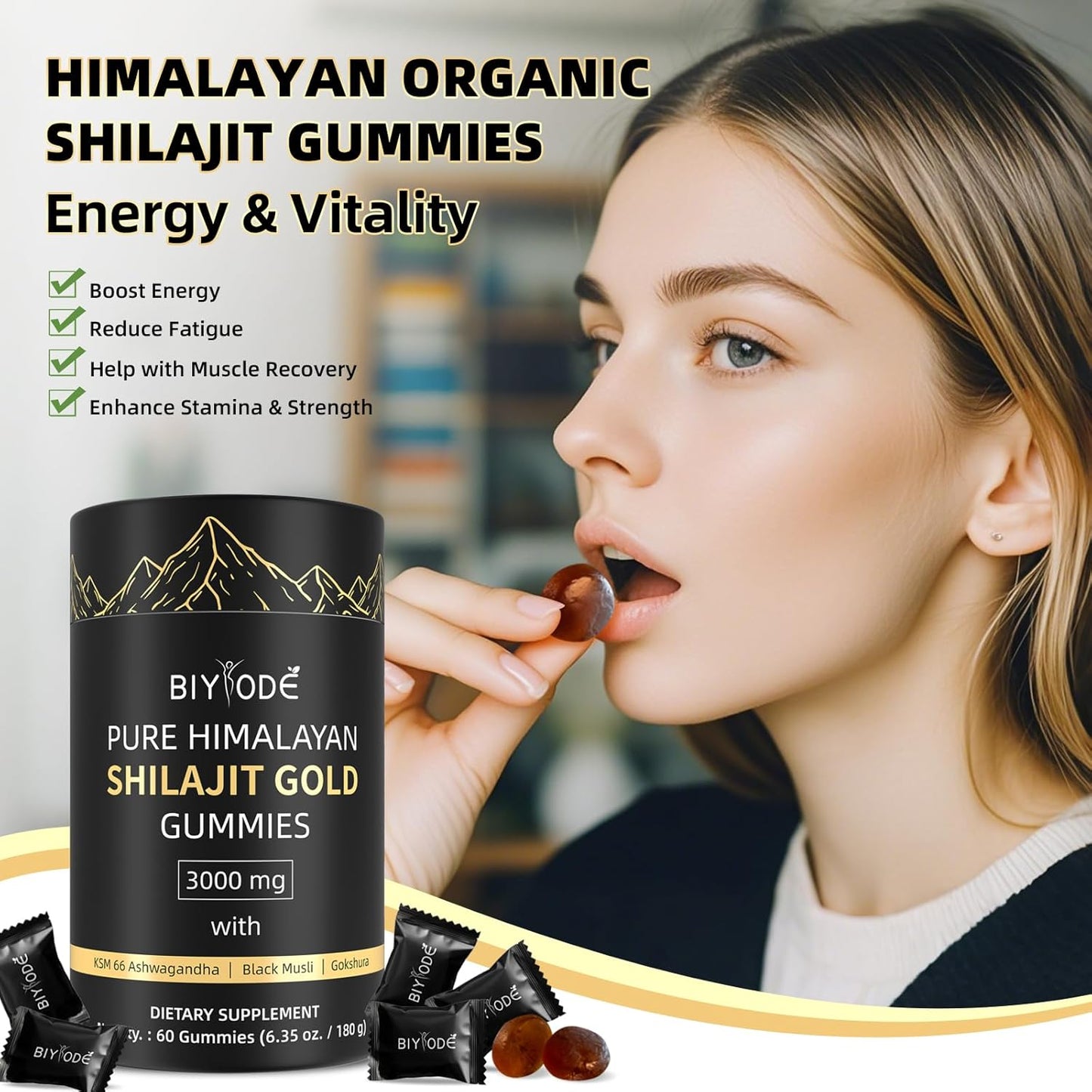 Biyode Pure Himalayan Shilajit Gummies Gold