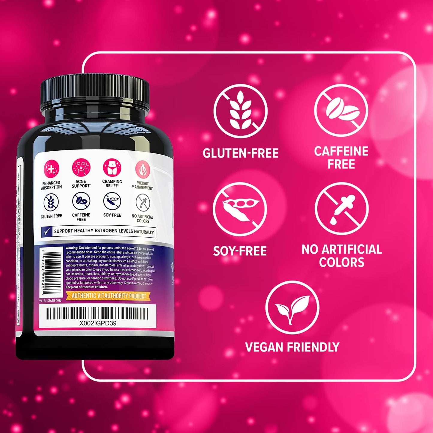 Stasis Hormone Support for Women by Vitauthority - 120 Capsules