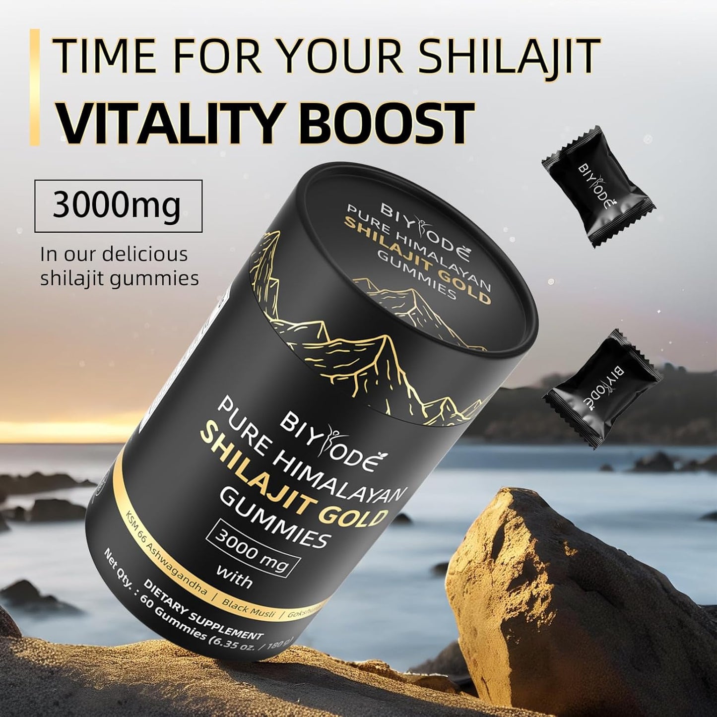Biyode Pure Himalayan Shilajit Gummies Gold