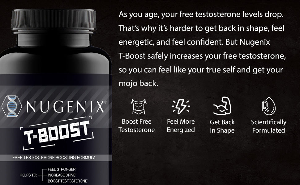 Nugenix T Boost - Free Testosterone Booster Supplement for Men, 90 Count