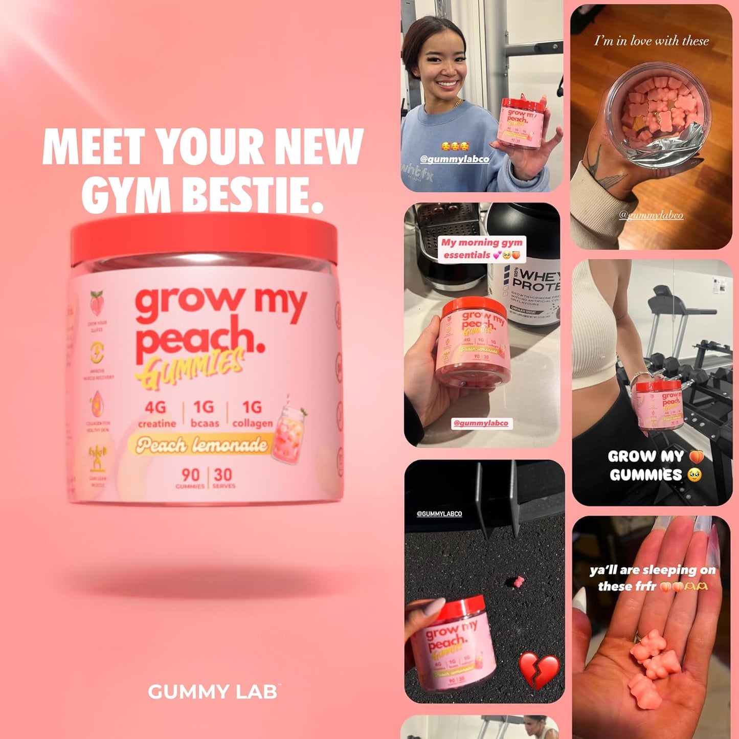 Booty Builder Gummies by the Gummy Lab with Creatine, BCAA's, Collagen