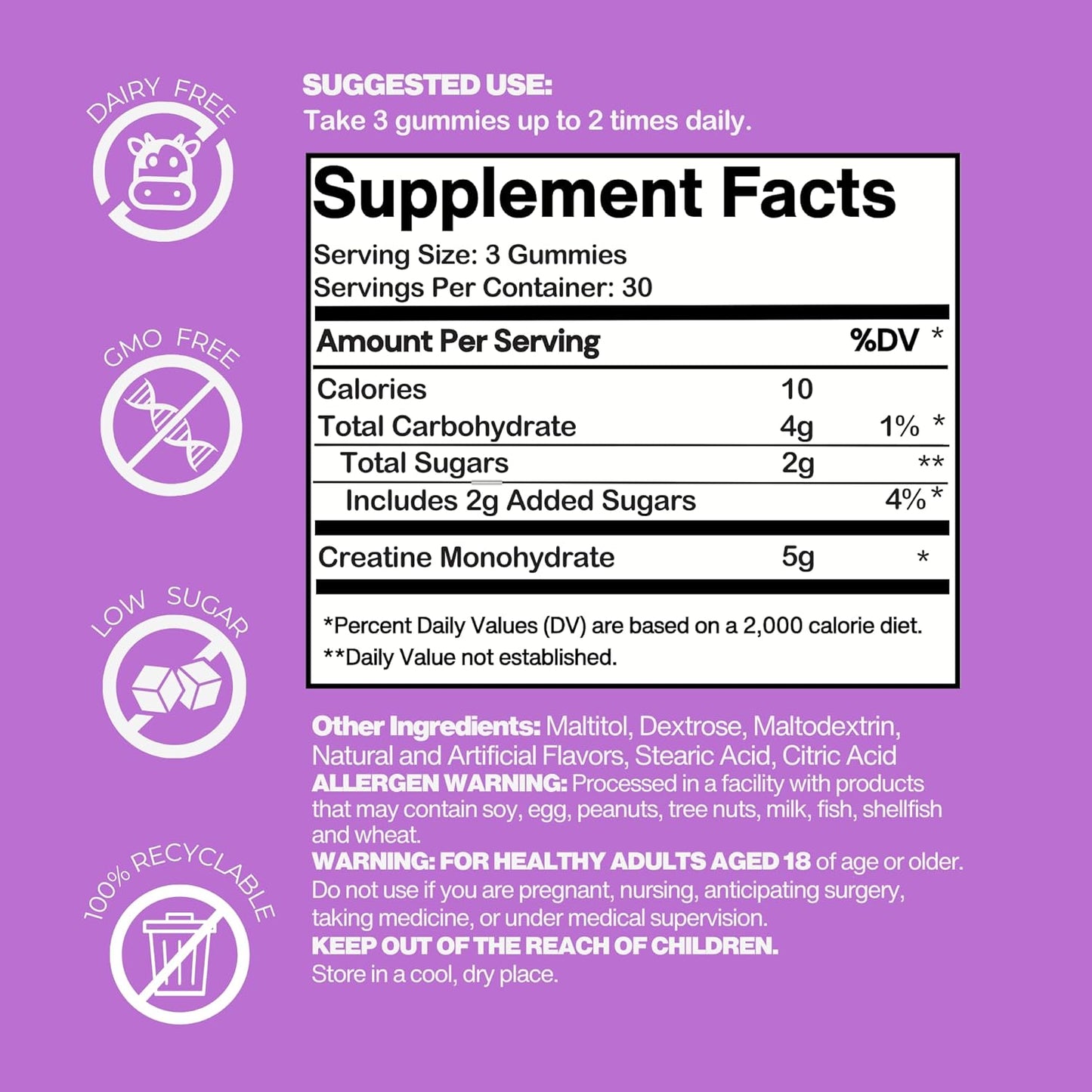 Creatine Gummies 5G by The Gummy Lab - Grape Burst