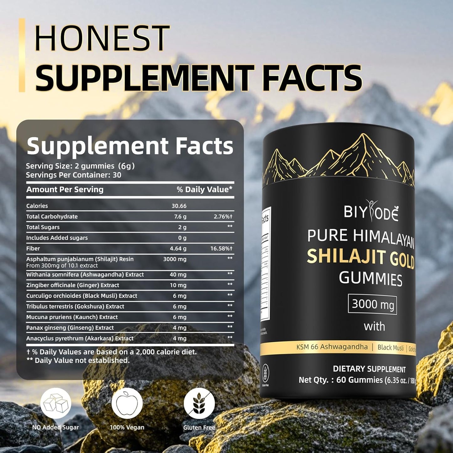 Biyode Pure Himalayan Shilajit Gummies Gold