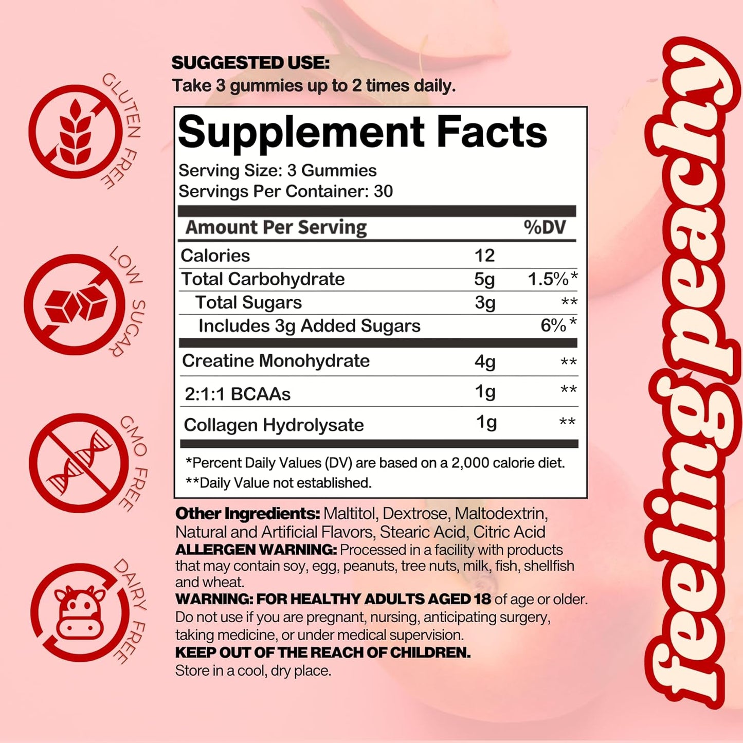 Booty Builder Gummies by the Gummy Lab - Grow My Peach - w/ Creatine, BCAA's, Collagen