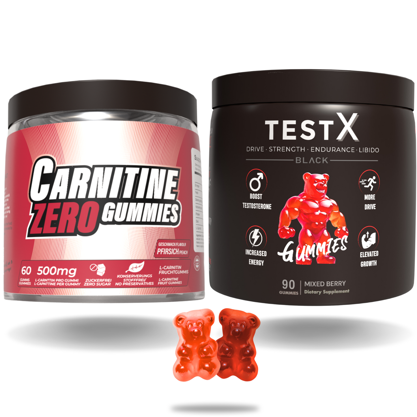 L-Carnitine Fat Burners Gummies + TestX Gummies Twin Pack