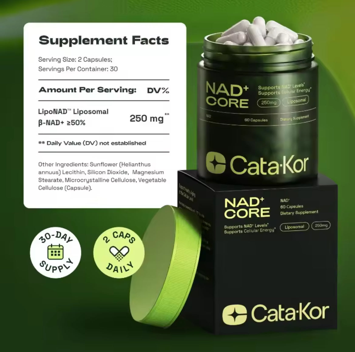 Cata-Kor Liposomal NAD+ CORE 250mg - 30 Day Supply
