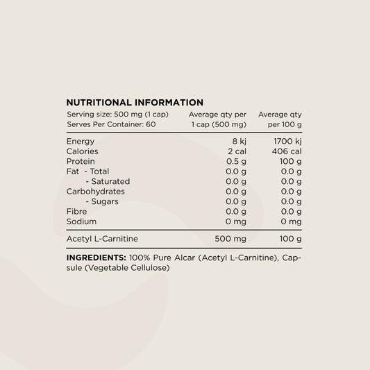 Switch Nutrition - Alcar - Acetyl L-Carnitine - 60 Capsules