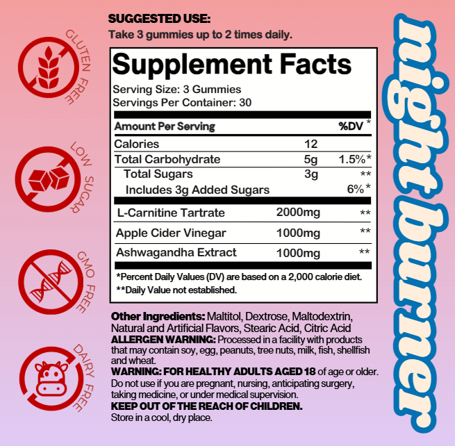 Burn Baby Duo – Day & Night Vegan Gummies with ACV, Botanicals & L-Carnitine | Twin Pack | 180 Gummies (60 Servings)