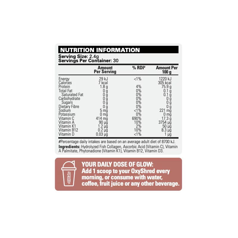 EHP Labs - OxyGlow - Natural Marine Collagen (Unflavoured) - 30 Serves