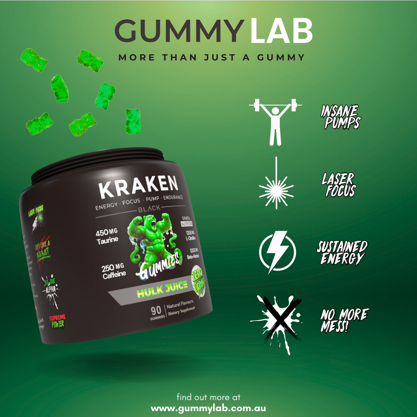 Kraken - Stim Pre Workout Gummies by The Gummy Lab