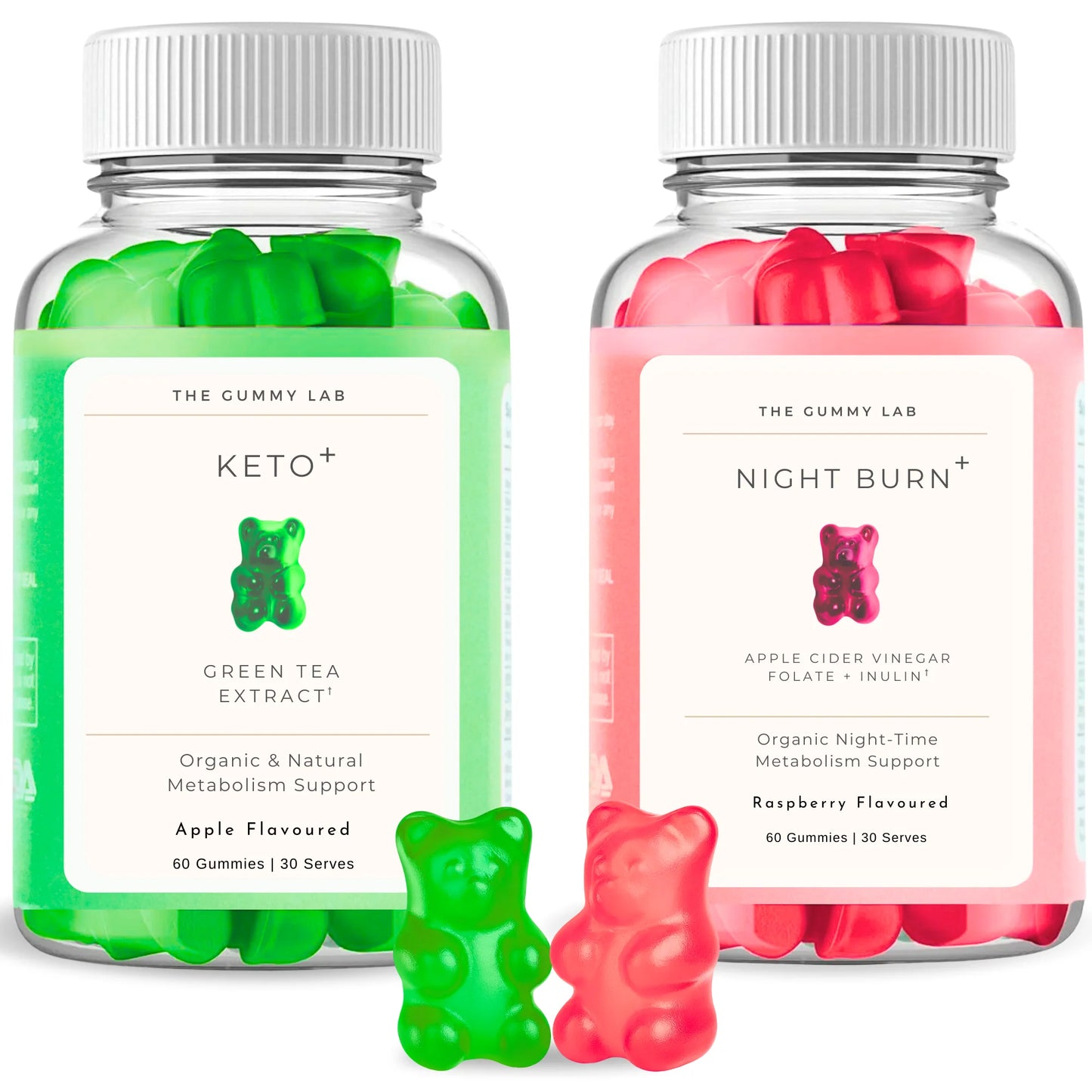 Day & Night Keto Support Stack – Apple & Raspberry Gummies for Daily & Evening Use
