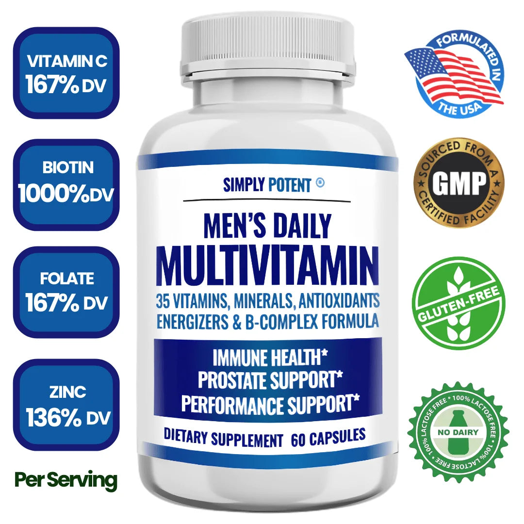 Simply Potent Daily Multivitamin for Men, 35 Vitamins with Minerals & Antioxidants