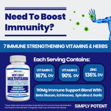 Simply Potent Daily Multivitamin for Men, 35 Vitamins with Minerals & Antioxidants