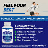 Simply Potent Daily Multivitamin for Men, 35 Vitamins with Minerals & Antioxidants
