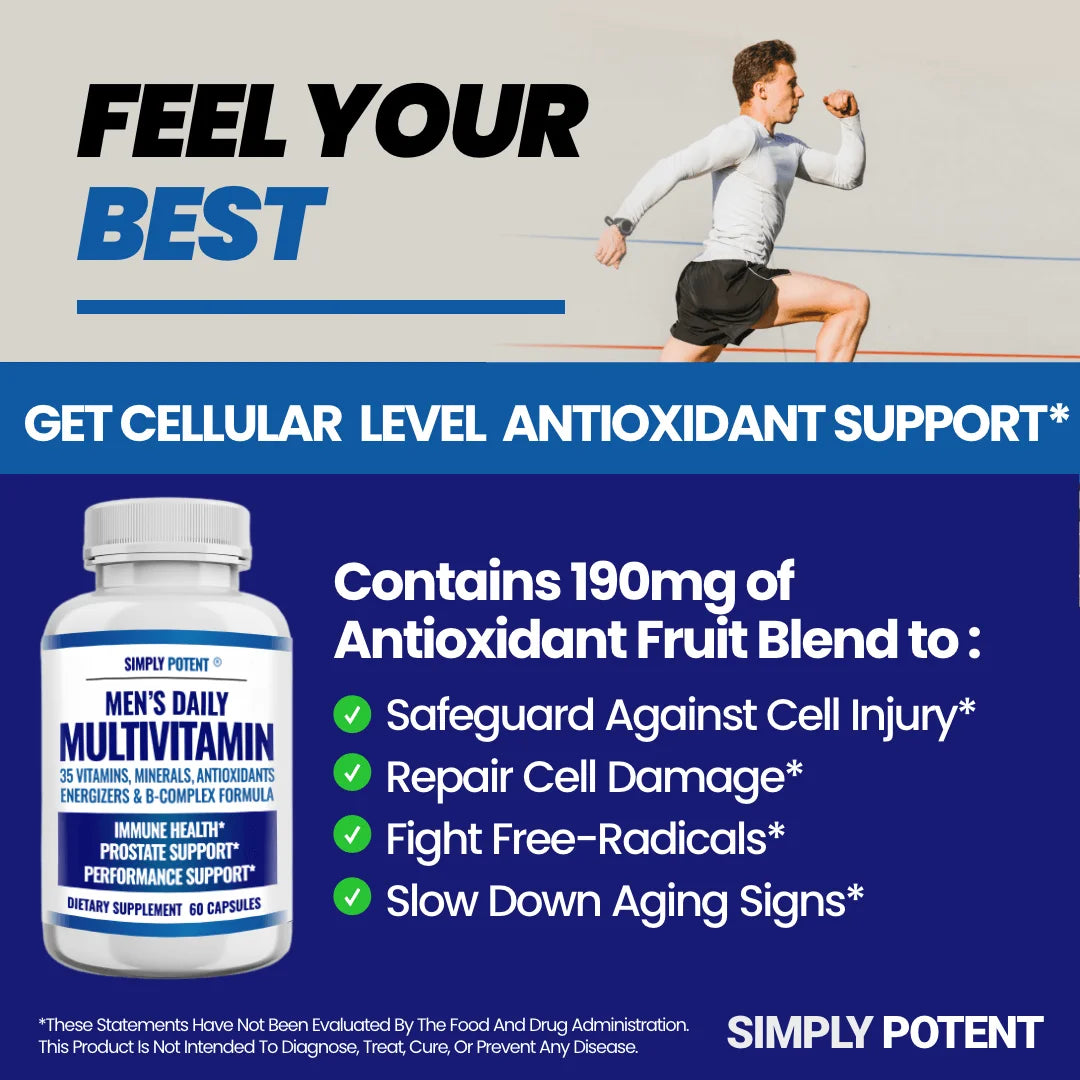 Simply Potent Daily Multivitamin for Men, 35 Vitamins with Minerals & Antioxidants