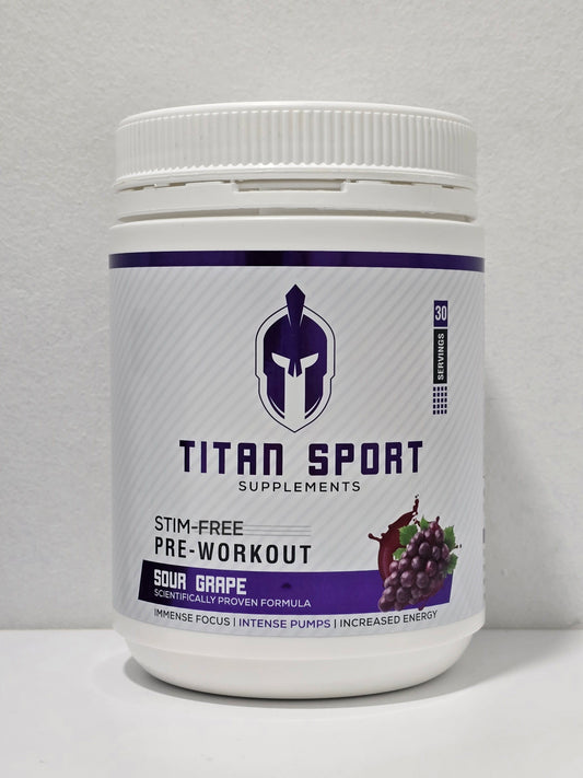 Titan Sport Supplements - Non-Stim - Pre-Workout - Sour Grape - 30 Servings