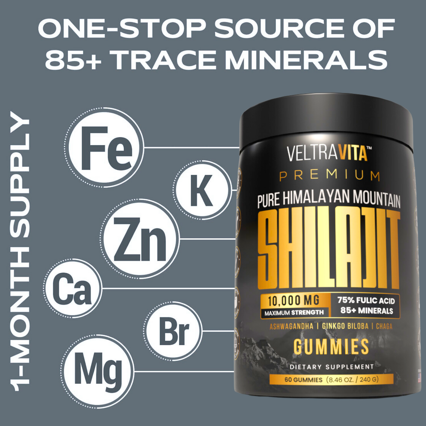 Pure Himalayan Shilajit Gummies Gold Graded Shilajit Lab Tested