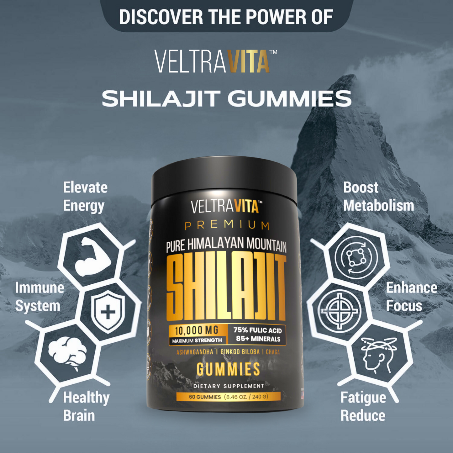 Pure Himalayan Shilajit Gummies Gold Graded Shilajit Lab Tested