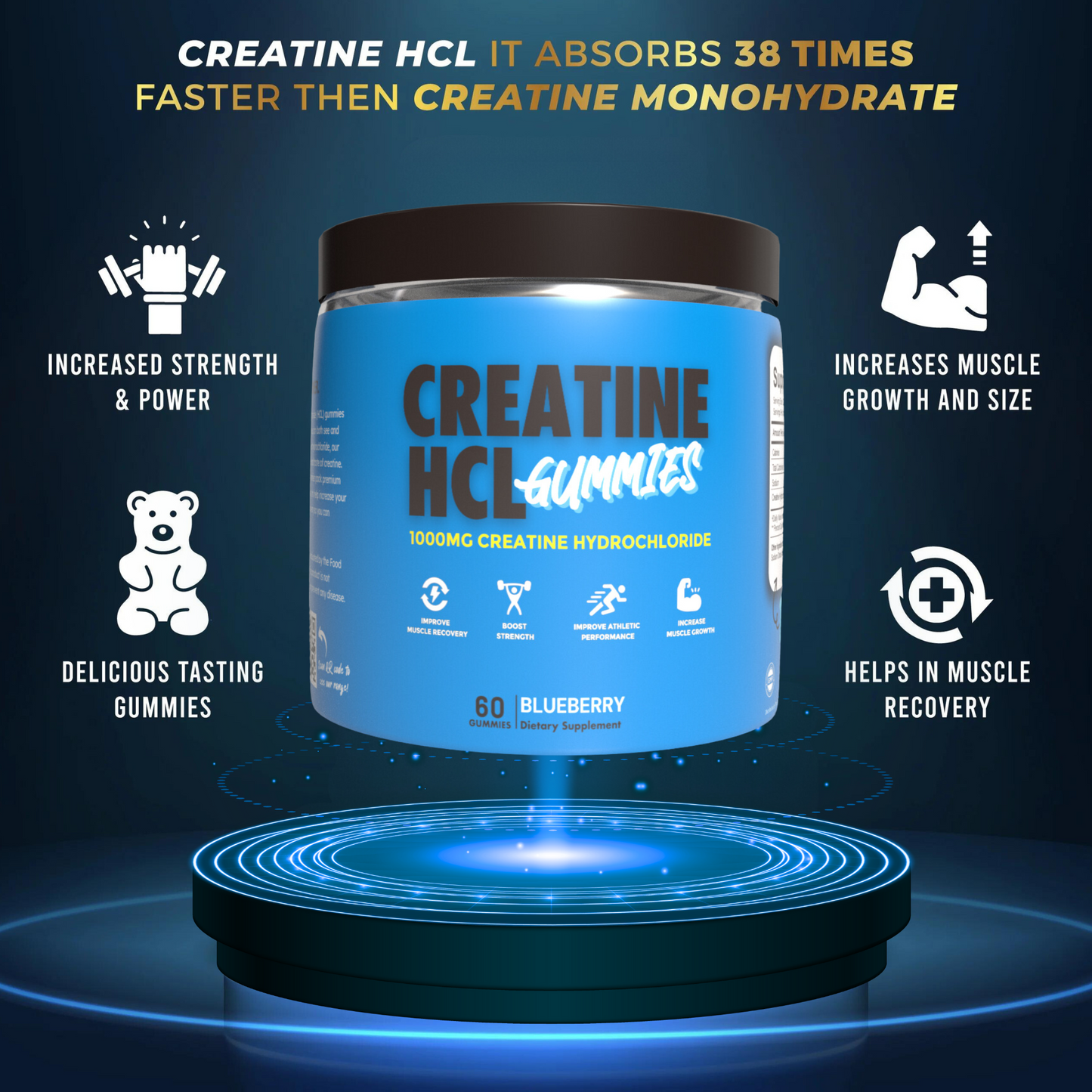 Creatine HCL Gummies Blueberry Flavour