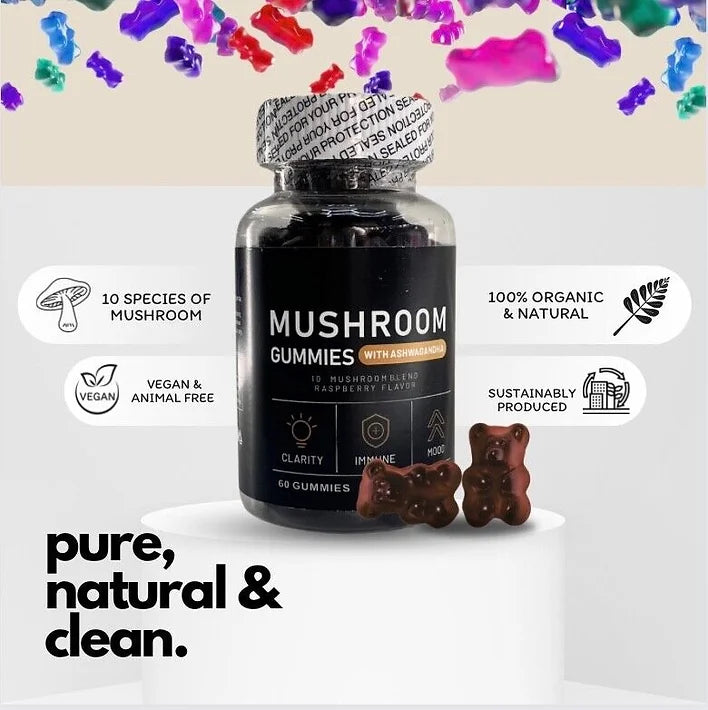 10 Mushroom Blend Gummies - Raspberry Flavour