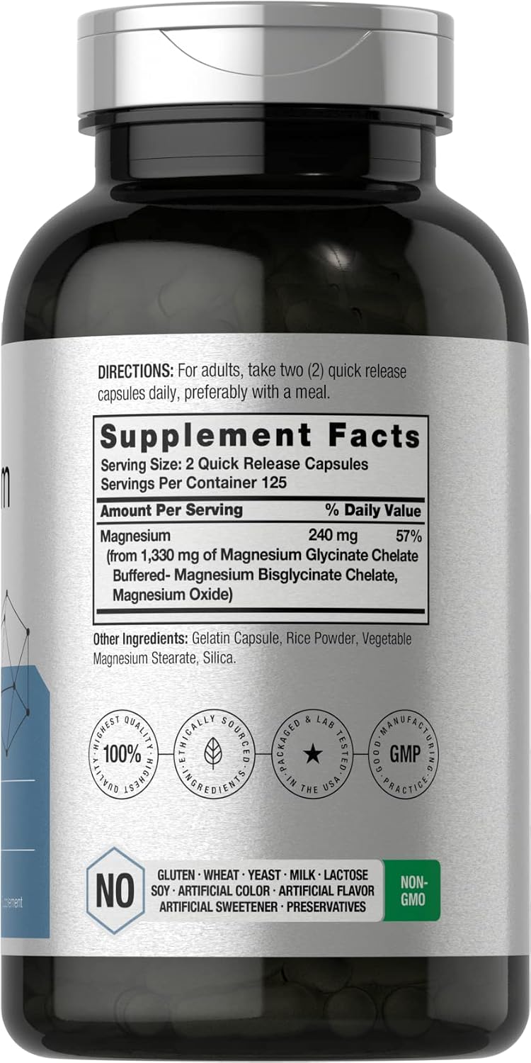 Horbäach - High Absorption Magnesium Glycinate - 1330mg - 250 Capsules