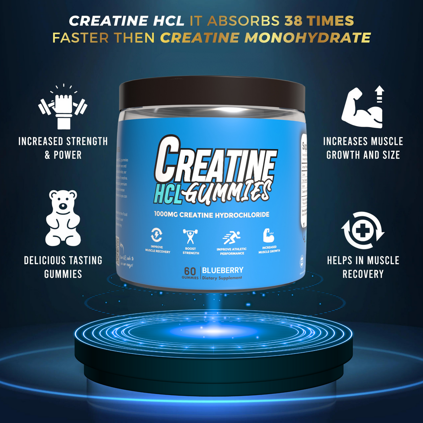 Creatine HCL Gummies Blueberry Flavour