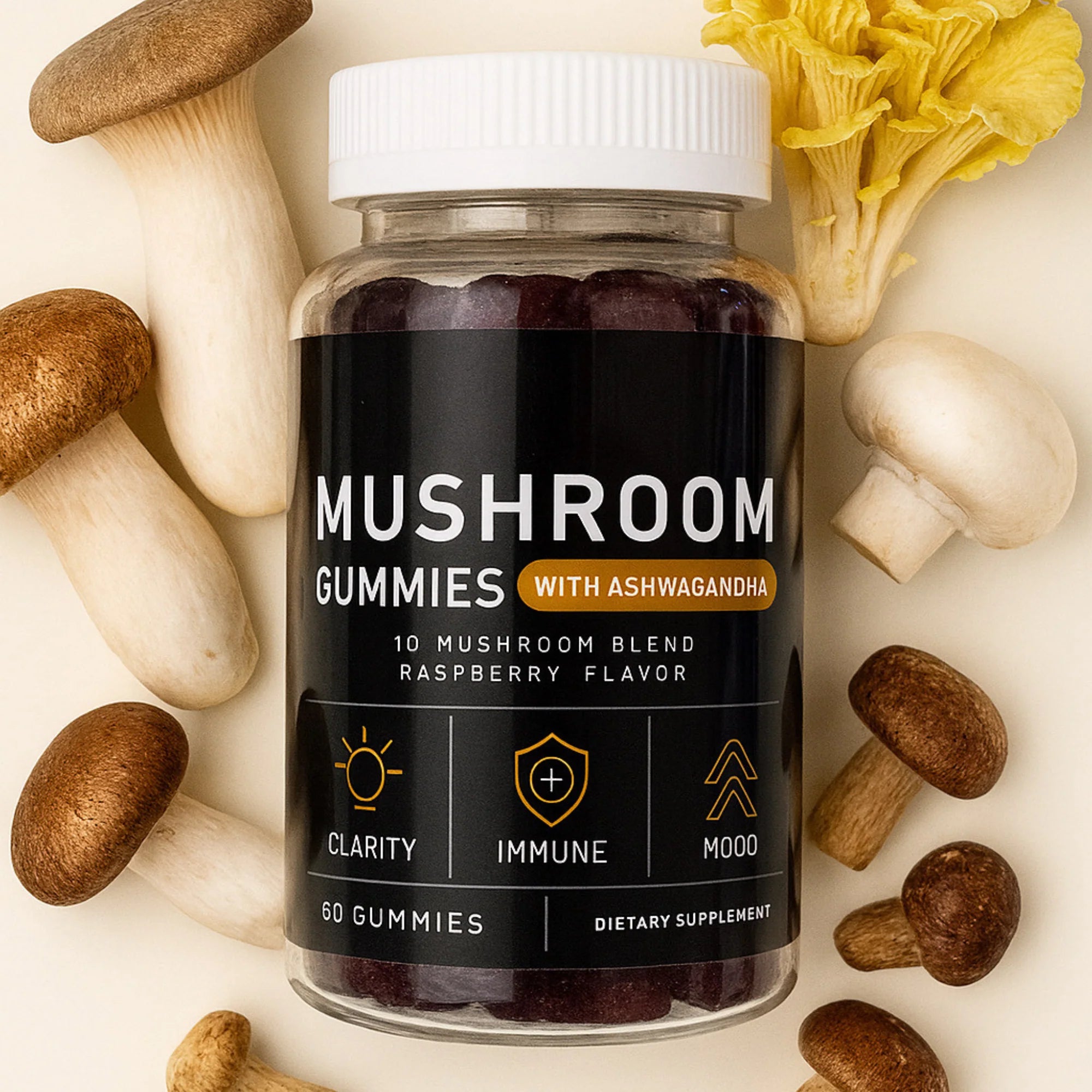 10 Mushroom Blend Gummies - Raspberry Flavour