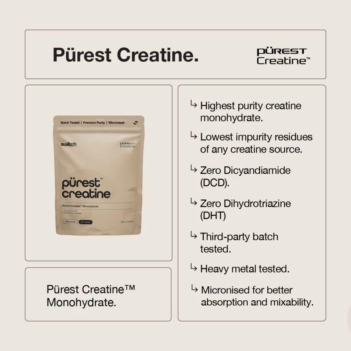 Switch Nutrition - Purest Creatine Monohydrate - 500g