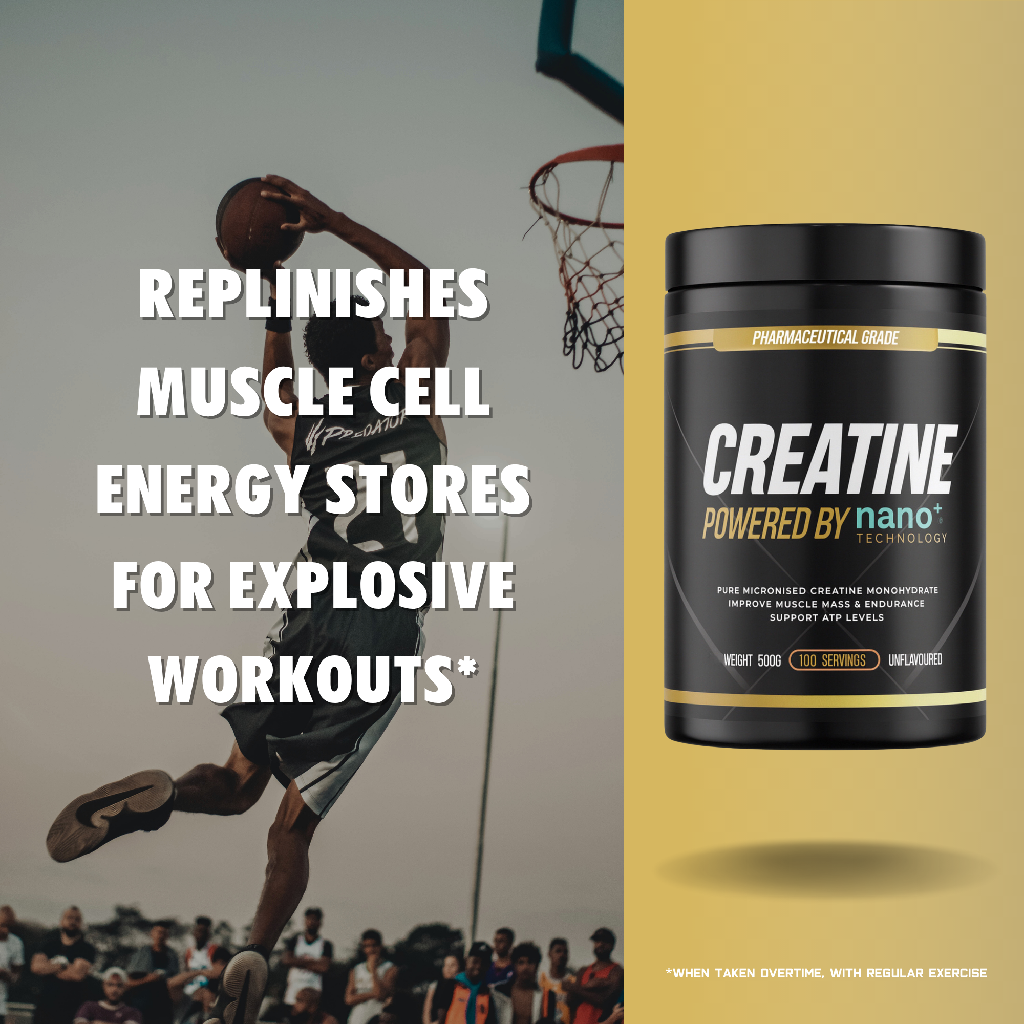 Creatine Monohydrate Powder German Engineered with Nano+ Technology 500g