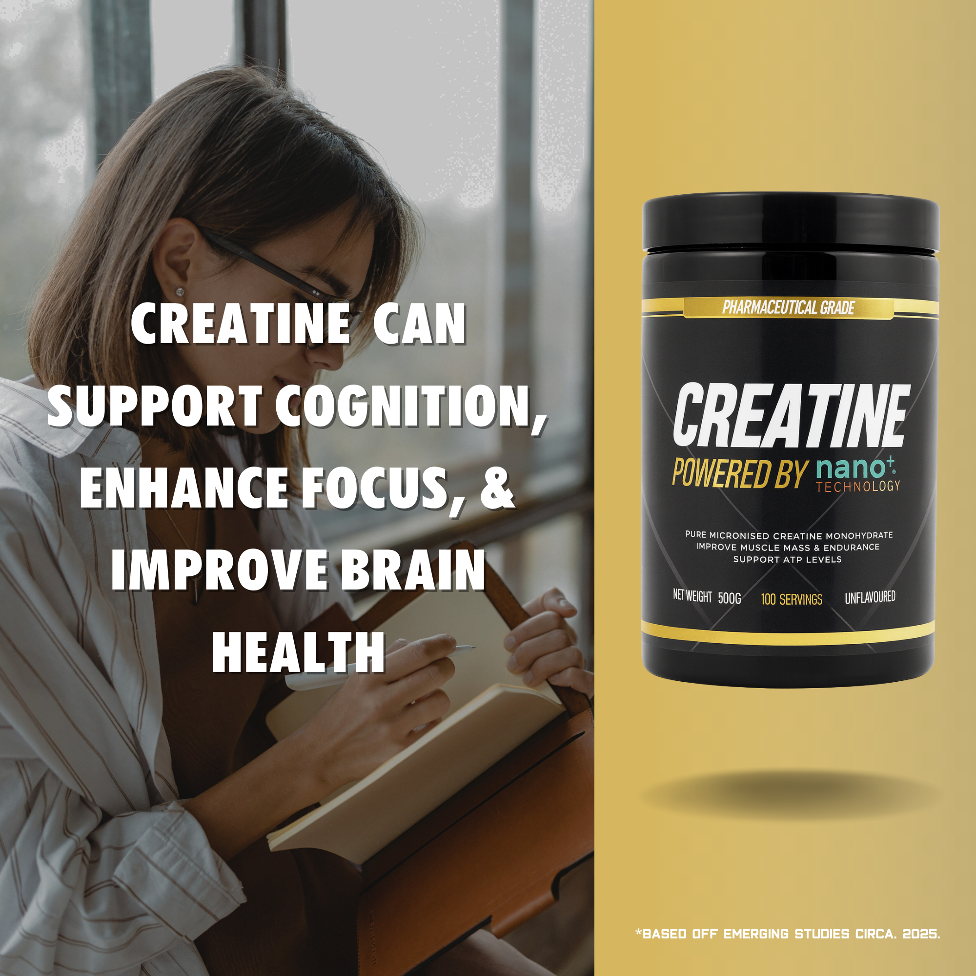 Creatine Monohydrate Powder German Engineered with Nano+ Technology 500g