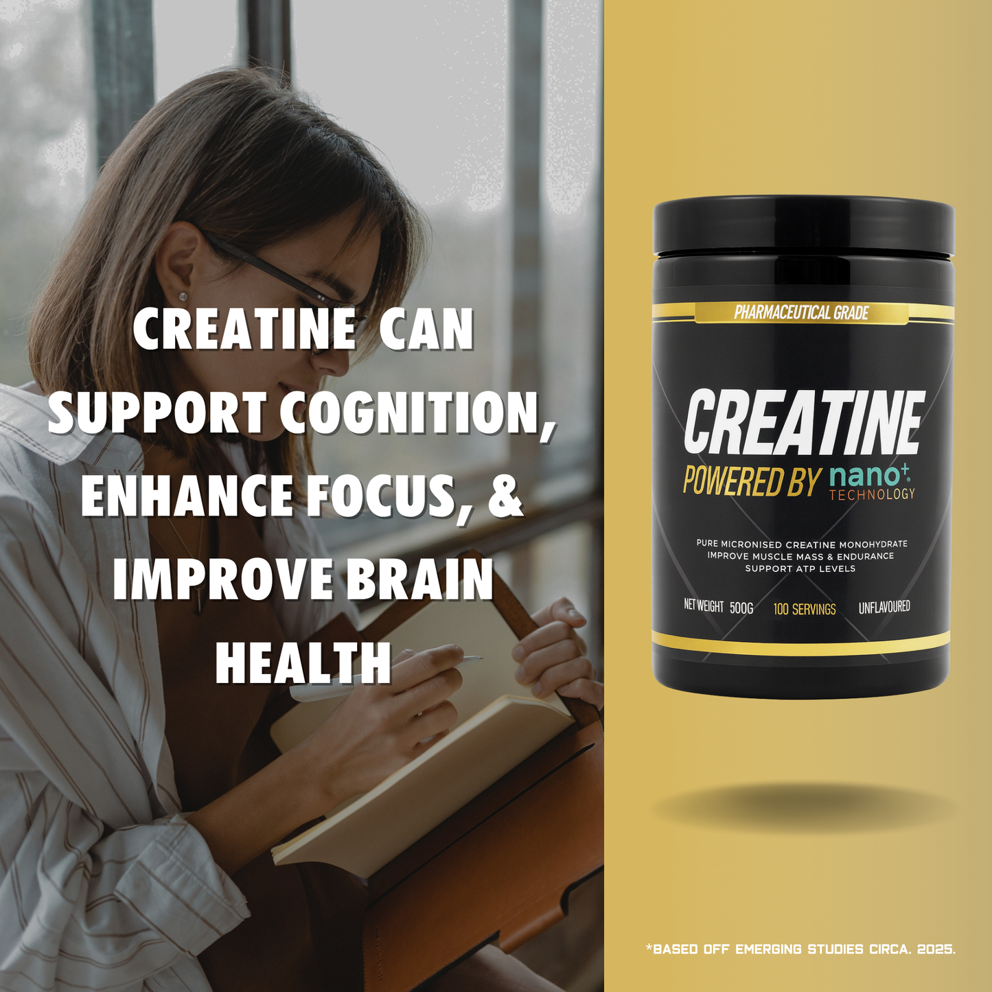 Creatine Monohydrate Powder German Engineered with Nano+ Technology 500g