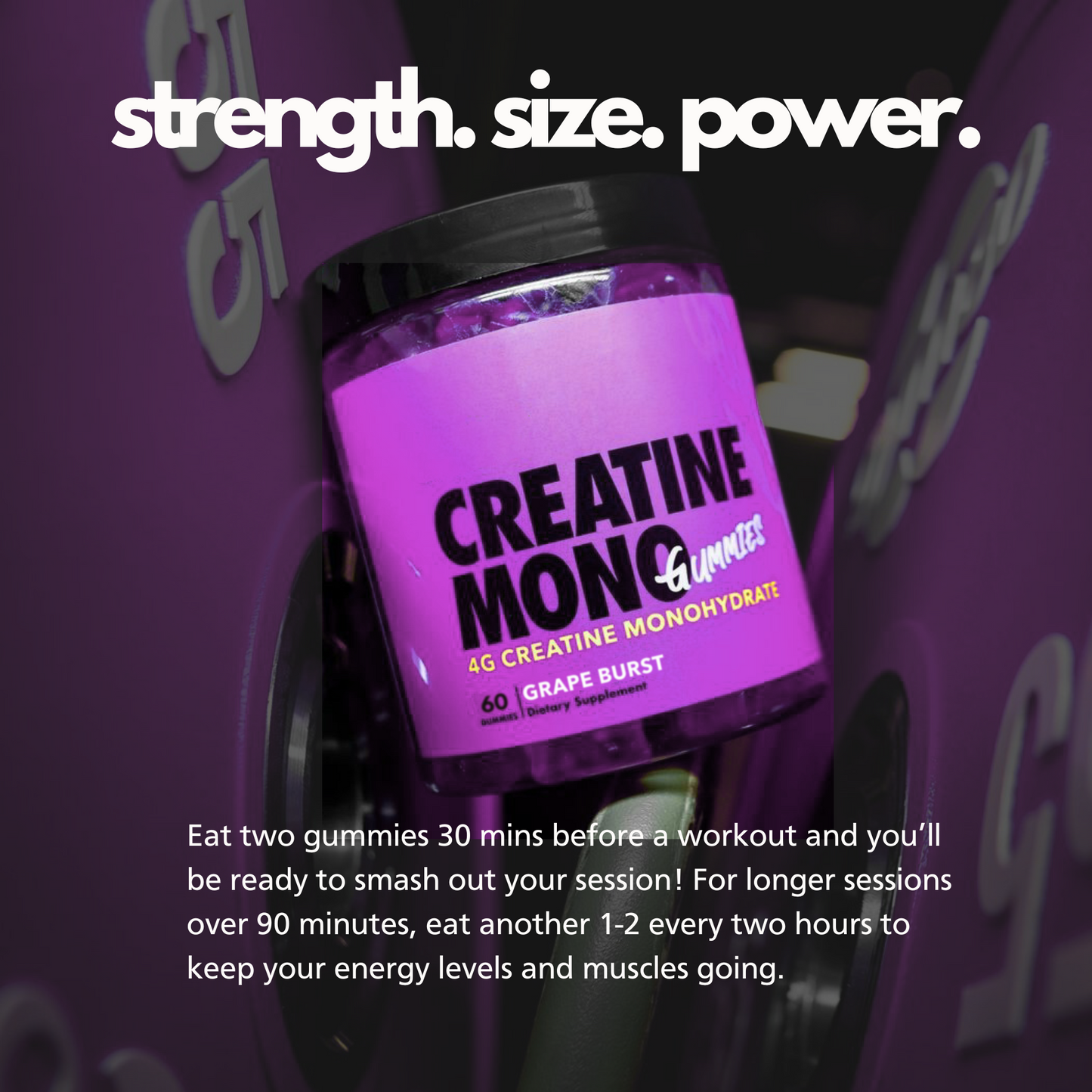 Creatine Monohydrate Gummies 4g - Grape Burst 30 Serves