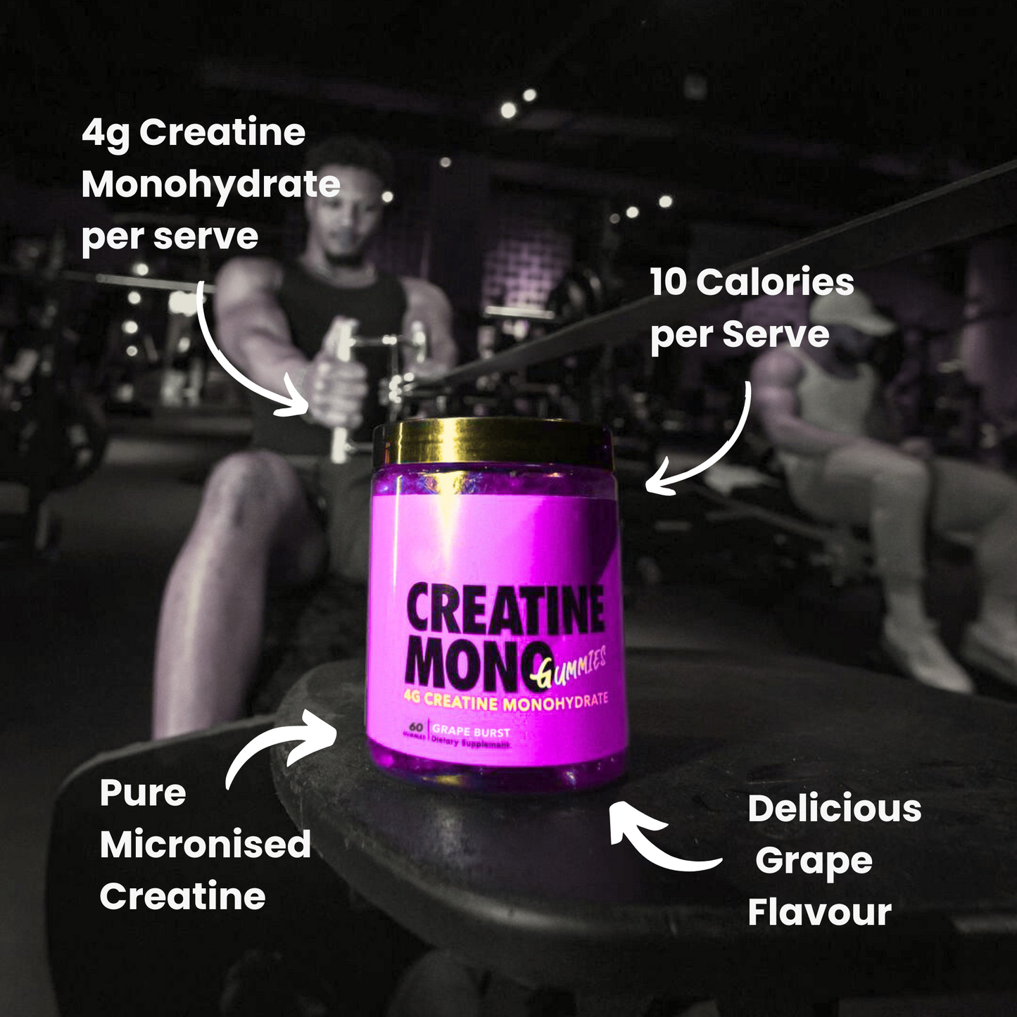 Creatine Monohydrate Gummies 4g - Grape Burst 30 Serves