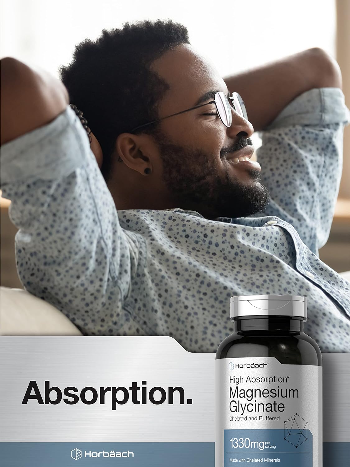 Horbäach - High Absorption Magnesium Glycinate - 1330mg - 250 Capsules