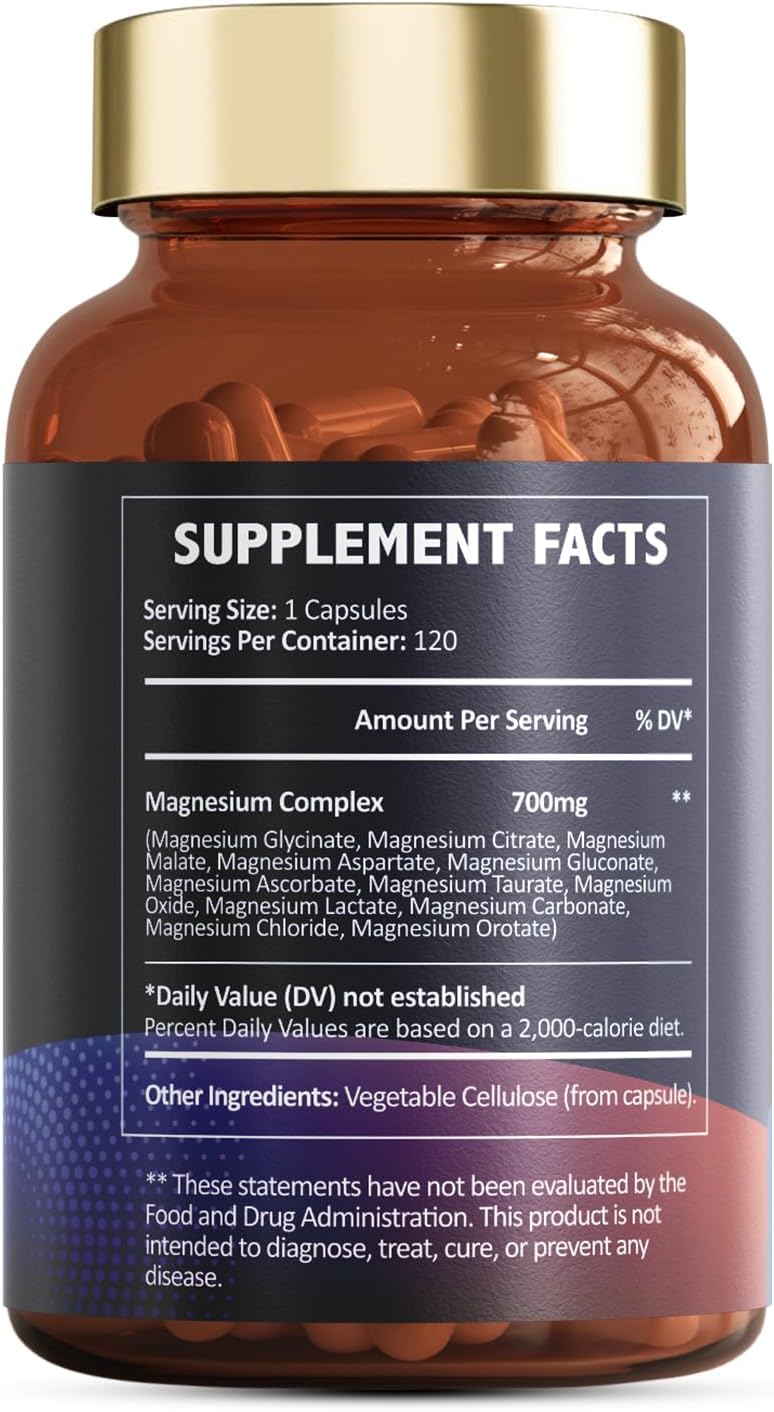 Totaria - Magnesium 12 in 1 Complex 700mg - Glycinate, Citrate, Malate, Taurate 120 Capsules