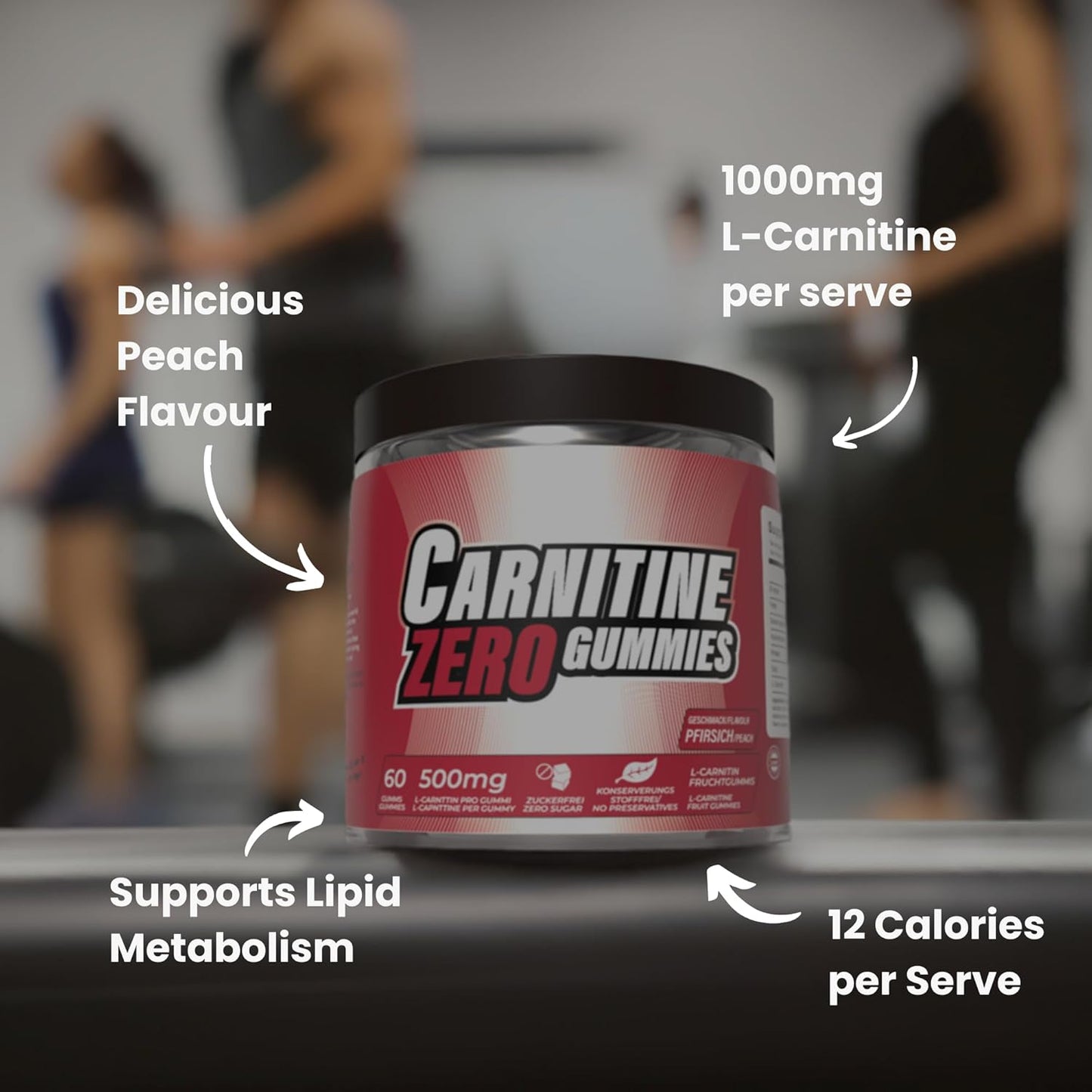 L-Carnitine Gummies 1000mg Peach, 30 Serves by The Gummy Lab