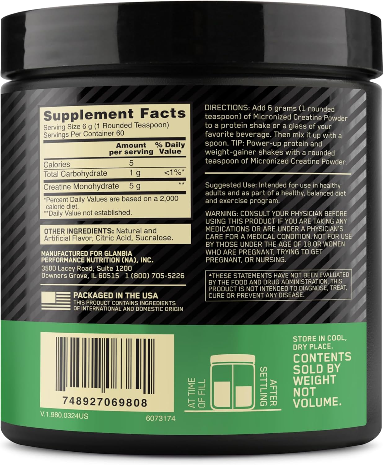 Optimum Nutrition - Flavoured Micronised Creatine - Blueberry Lemonade - 60 Serves