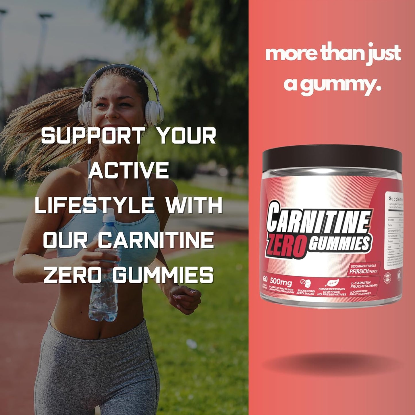 L-Carnitine Gummies 1000mg Peach, 30 Serves by The Gummy Lab