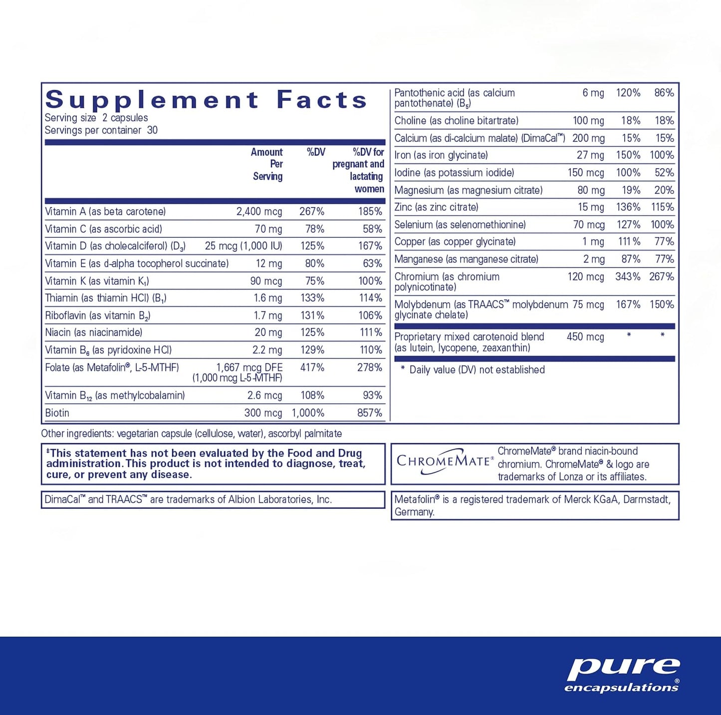 Pure Encapsulations PreNatal Nutrients - for Pregnancy & Lactation