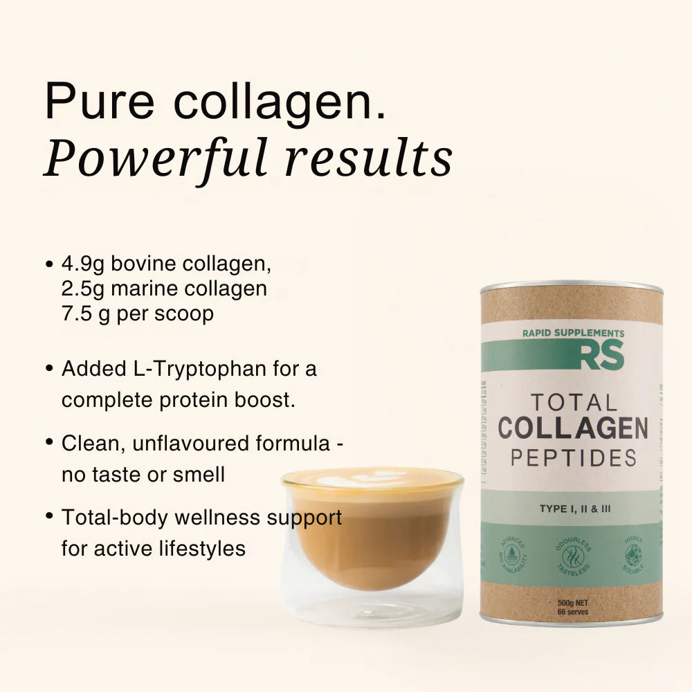 Rapid Supplements - Pure Collagen Peptides - Type I, II & III - 250g