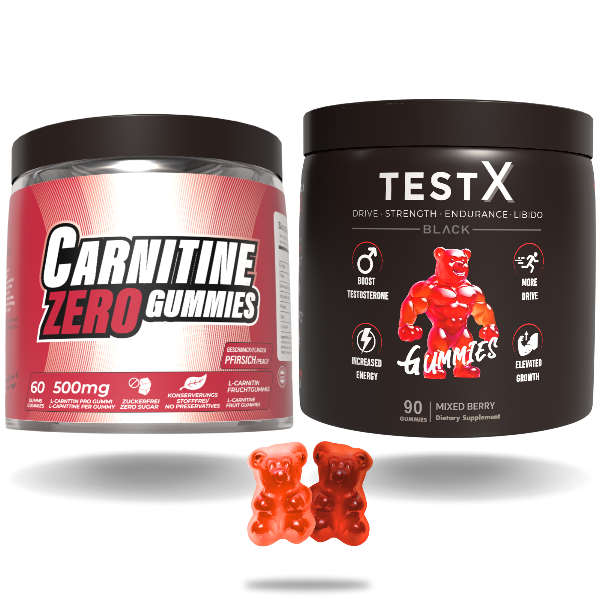 L-Carnitine Fat Burners Gummies + TestX Gummies Twin Pack